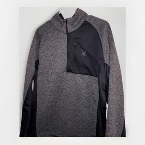Spyder Men's Half Zip Sweater Gait Knit Pullover Jacket Black Gray Size XL